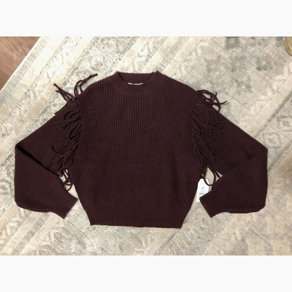 Woman's XS Dark Burgandy Fringe Sweater